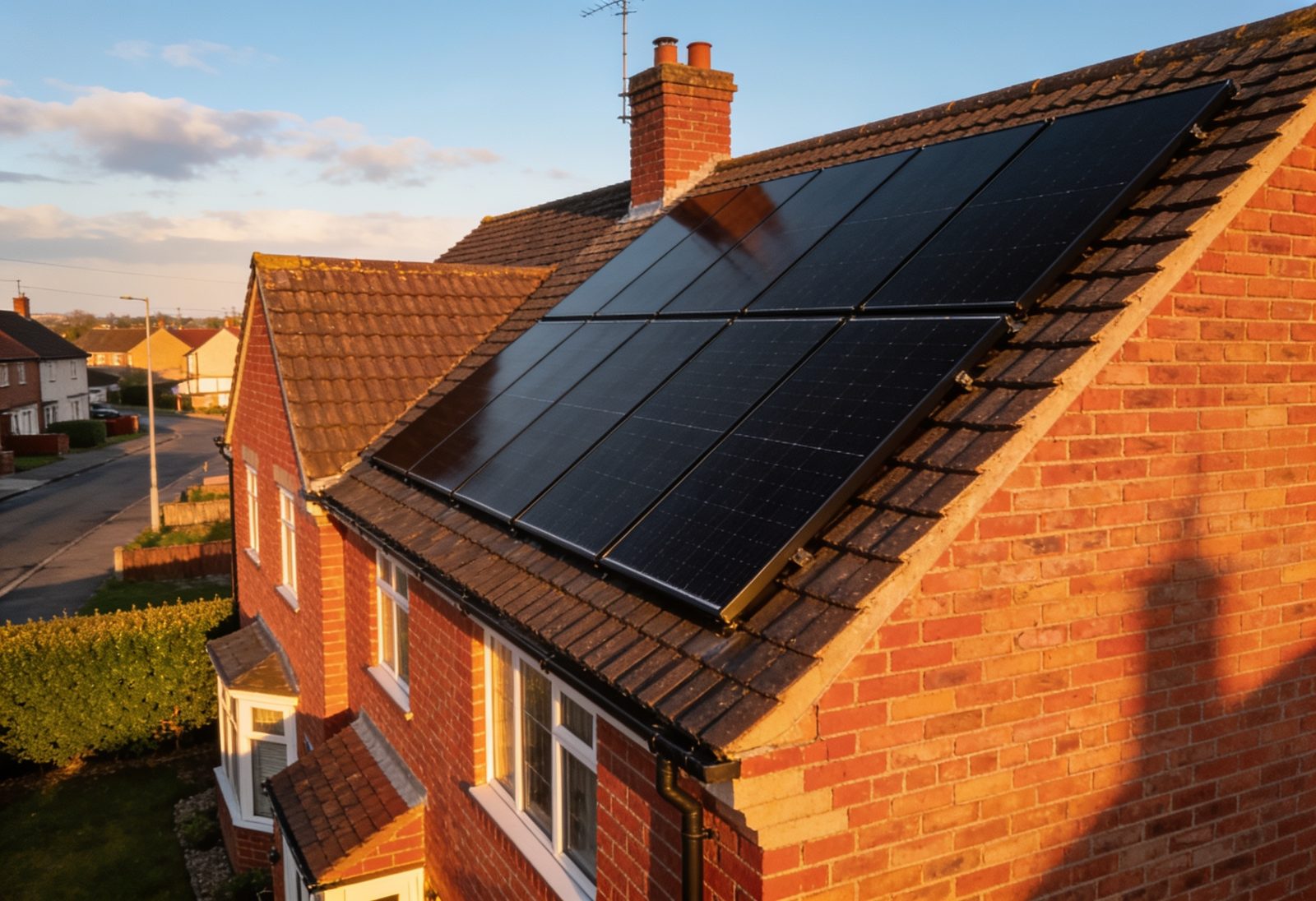 UK semi-detached home with solar panels